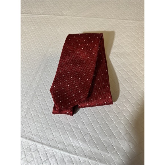 Other - Countess Mara Necktie MARA 100% Silk Red Ivory Polka Dot‎ Textured Weave Tie